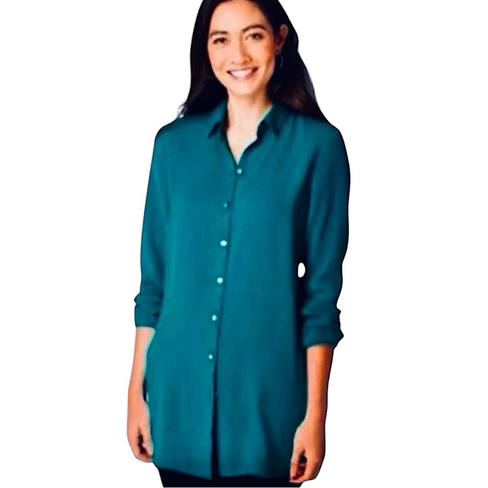J. Jill Pleated Back Button Up Blouse